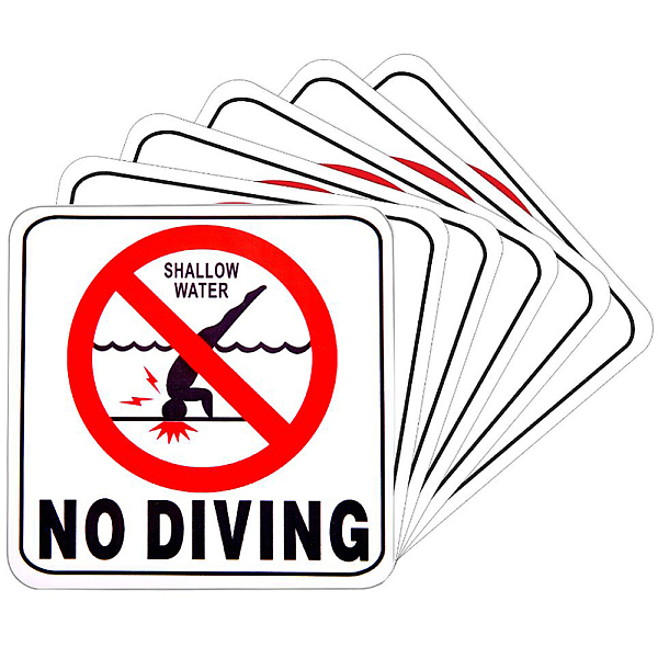 

PandaHall PVC Plastic No Diving Sign Stickers, Safety Warning Stickers, Square, Red, 165x150x0.3mm, Sticker: 150x150x0.1mm Plastic Word Red