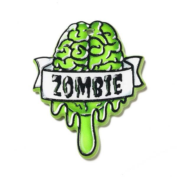 

PandaHall Halloween Printed Acrylic Pendants, Brain Pattern, 38.5x30.6x2.5mm, Hole: 2mm Acrylic Body