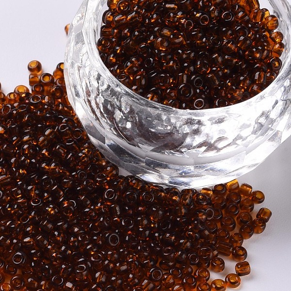 

PandaHall Glass Seed Beads, Transparent, Round, Brown, 12/0, 2mm, Hole: 1mm, about 6666pcs/100g Glass Brown