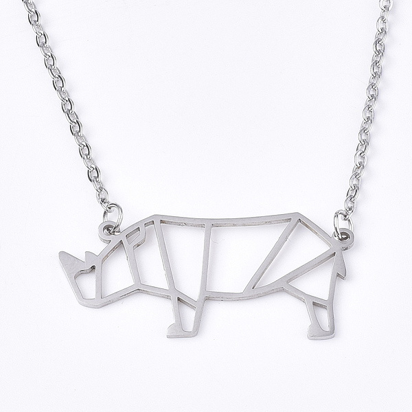 

PandaHall 201 Stainless Steel Pendant Necklaces, with Cable Chains, Rhinoceros Shape, Stainless Steel Color, 17.7 inch(45cm), 2mm...