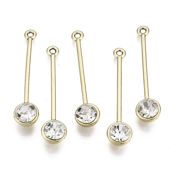 

PandaHall Alloy Rhinestone Pendants, Cadmium Free & Nickel Free & Lead Free, Antique Golden, 36x8x6.5mm, Hole: 1.6mm Alloy+Rhinestone Others..., Clear