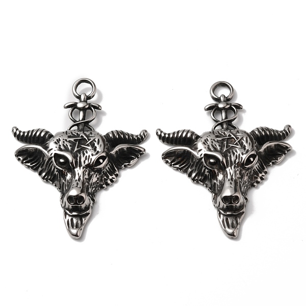 

PandaHall 304 Stainless Steel Big Pendants, Baphomet, Antique Silver, 54.5x42.5x7mm, Hole: 5mm 304 Stainless Steel Sheep