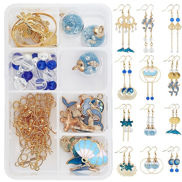 PandaHall SUNNYCLUE DIY Dangle Earring Making Kits, Including Alloy Pendants, Iron Pendants, Glass Globe Pendants & Glass Pearl Beads, Brass...