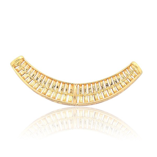 

PandaHall Golden Tone Alloy Rhinestone Enamel Curved Tube Beads, Curved Tube Noodle Beads, Light Colorado Topaz, 86x11~15x6mm, Hole: 5x7mm..., Black