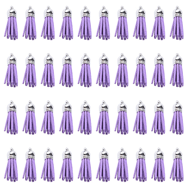 

PandaHall SUNNYCLUE 100Pcs Tassels Leather Charms Bulk Faux Suede Tassel Pendant Keyring Tassels Decoration with CCB Plastic Cord Ends for...
