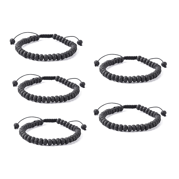 

PandaHall Adjustable Nylon Cord Braided Bead Bracelets, with Natural Lava Rock Beads, 2-1/4 inch~2-7/8 inch(5.8~7.2cm) Lava Rock