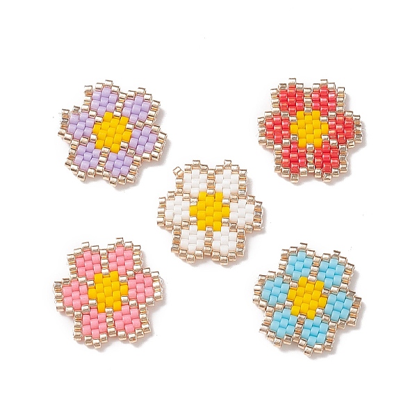 

PandaHall Handmade Japanese Seed Beads, Loom Pattern, Flower, Mixed Color, 18x2mm Glass Flower Multicolor