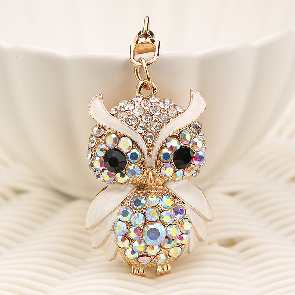 

PandaHall KC Gold Tone Plated Alloy Keychains, with Rhinestone and Enamel, Owl, White, 12.2x3.6cm Alloy Rhinestone+Enamel Owl White