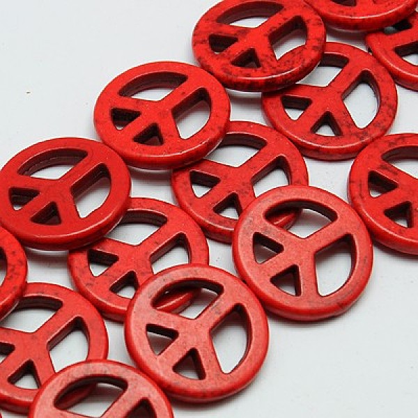 

PandaHall Synthetic Turquoise Beads Strands, Dyed, Peace Sign, Red, 15x4mm, Hole: 1mm, about 26pcs/strand, 15.5 inch Synthetic Turquoise...