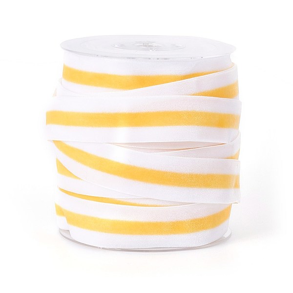 

PandaHall Polyester Ribbon, Single Face Velvet Ribbon, Binary Colour, Striped Pattern, Yellow, 1 inch(26mm), about 25yards/roll(22.86m/roll)...