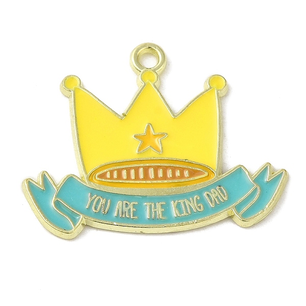 

PandaHall Father's Day Alloy Enamel Pendants, Golden, Word you are the King Dad, Crown, 22x28x1.5mm, Hole: 1.5mm Alloy+Enamel Crown Yellow