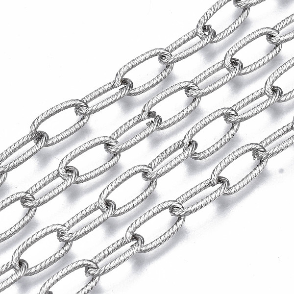 

PandaHall 304 Stainless Steel Cable Chains, with Spool, Unwelded, Nickel Free, Oval, Stainless Steel Color, 12.5x6.3x1.4mm, about 82 Feet...