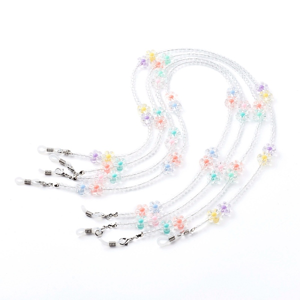 

PandaHall Acrylic Eyeglasses Chains, Neck Strap for Eyeglasses, with Alloy Lobster Claw Clasps and Rubber Loop Ends, Flower, Platinum, Mixed..., Multicolor