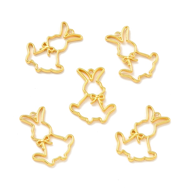 

PandaHall Alloy Open Back Bezel Pendants, For DIY UV Resin, Epoxy Resin, Pressed Flower Jewelry, Rabbit with Bowknot, Golden...