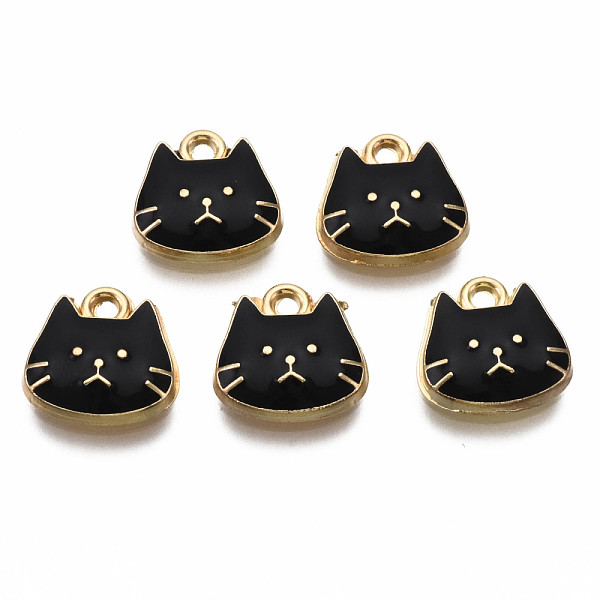 

PandaHall Alloy Enamel Charms, Light Gold, Cadmium Free & Nickel Free & Lead Free, Cat, Black, 11.5x11.5x3mm, Hole: 1.4mm Alloy+Enamel Cat...