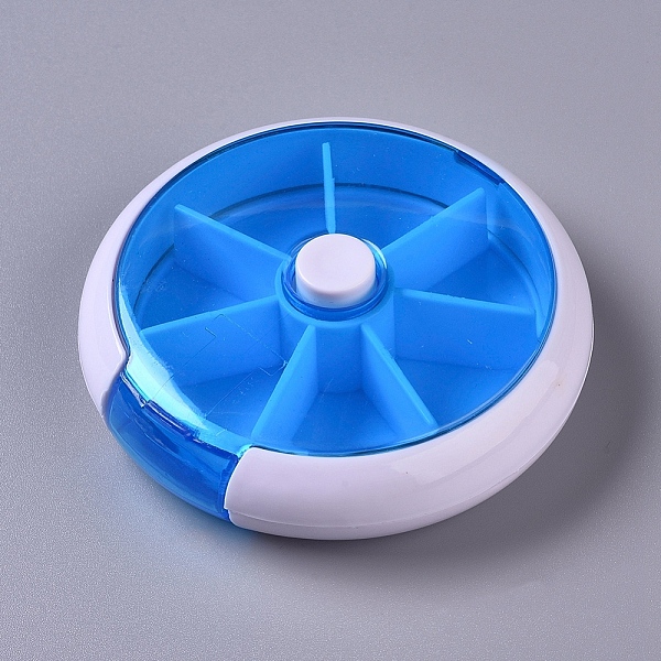 

PandaHall Plastic Pill Boxes, Travel Medicine Boxes, with 7 Compartments, Flat Round, Blue, 9.05x2.7cm, Inner Diameter: 2.65x2.3cm Plastic...