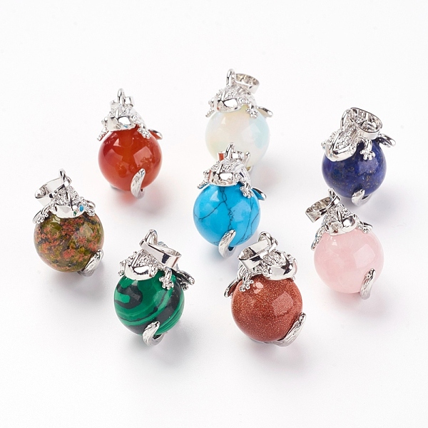 

PandaHall Natural & Synthetic Mixed Stone Pendants, with Brass Findings, Lizard, Platinum, 28x20.5x16mm, Hole: 5x8mm Mixed Stone Other...