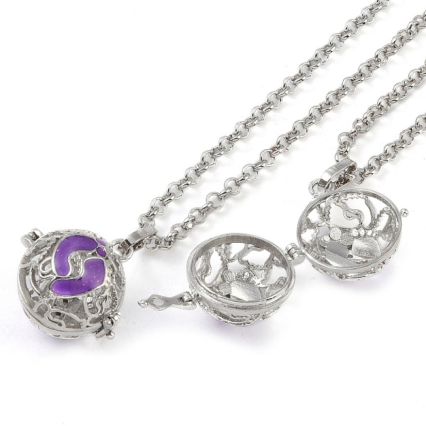 

PandaHall Brass Enamel Pendant Necklaces, Iron Rolo Chains, Round with Footprint Pattern, Platinum, Purple, 32.68 inch(830mm) Brass Round...