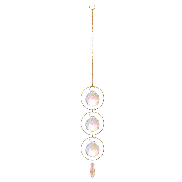 

PandaHall Iron Big Pendant Decorations, Glass Charms Suncatchers Rainbow Maker, for Garden, Wedding, Lighting Ornament, Round Pattern...
