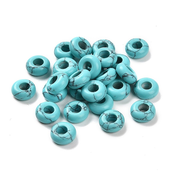

PandaHall Synthetic Turquoise European Beads, Large Hole Beads, Rondelle, 10x4.5~5mm, Hole: 4~4.3mm Synthetic Turquoise Rondelle
