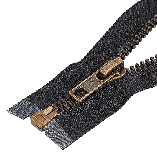 

PandaHall Nylon Garment Accessories, Zip-fastener Component Sets, Brass Zipper & Zipper Puller, Black, Antique Bronze, 60x3cm Brass Black
