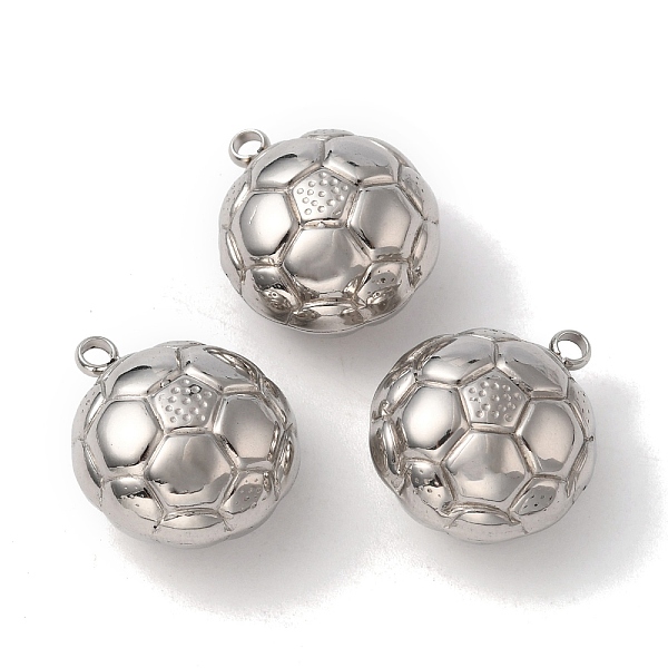 

PandaHall 304 Stainless Steel Pendants, Football Charm, Stainless Steel Color, 24x20x14mm, Hole: 3mm 304 Stainless Steel Sports