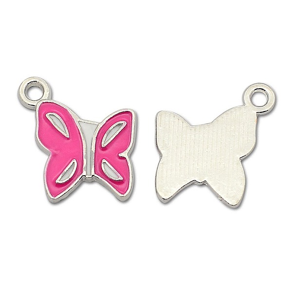 

PandaHall Silver Color Plated Alloy Enamel Butterfly Pendants, Deep Pink, 18x16.5x2mm, Hole: 2mm Alloy+Enamel Butterfly Pink