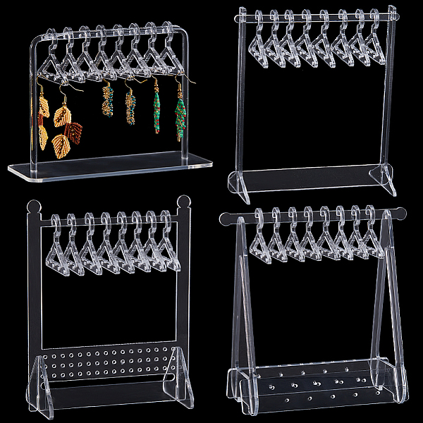 

PandaHall CRASPIRE 4 Sets 4 Styles Coat Hanger Removable Acrylic Earring Displays, with 8 Hangers, for Jewelry Display Supplies, Clear...