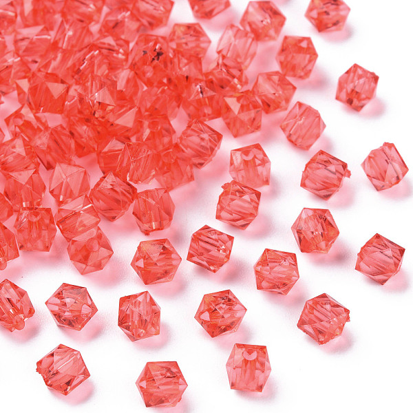 

PandaHall Transparent Acrylic Beads, Faceted, Square, Red, 5.5x5.5x5.5mm, Hole: 1.8mm, about 4485pcs/500g Acrylic Square Red