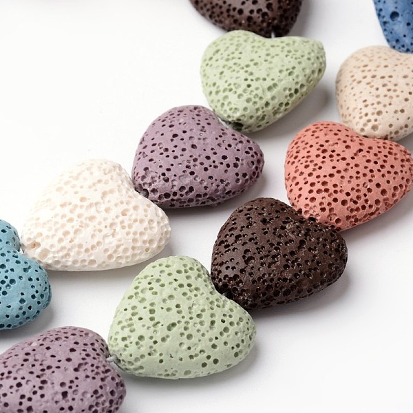 

PandaHall Dyed Natural Lava Rock Bead Strands, Heart, Mixed Color, 20~21x20~21x7~8mm, Hole: 1mm, about 20pcs/strand, 15.55 inch Lava Rock..., Multicolor