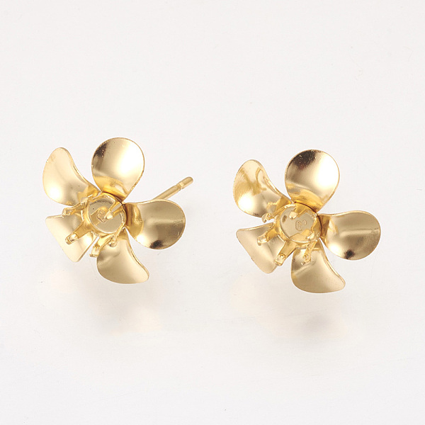 

PandaHall 304 Stainless Steel Stud Earring Findings, 5-Petal, Flower, Golden, 16mm, Flower: 14~15x5mm, Tray: 4mm, Pin: 0.7mm 304 Stainless...