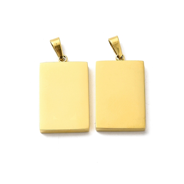 

PandaHall Ion Plating(IP) 304 Stainless Steel Pendants, Rectangle Charm, Golden, 24.5x14.5x3mm, Hole: 5.5x3mm 304 Stainless Steel Rectangle