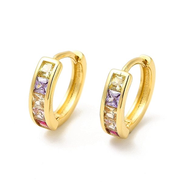 

PandaHall Cubic Zirconia Rectangle Hoop Earrings, Real 18K Gold Plated Brass Jewelry for Women, Cadmium Free & Nickel Free & Lead Free...