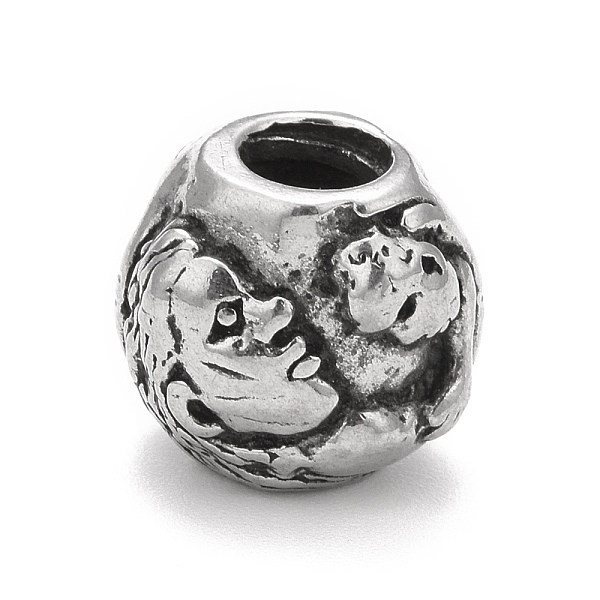 

PandaHall 304 Stainless Steel European Beads, Large Hole Beads, Round with Human Face, Antique Silver, 10x11x9mm, Hole: 4.5mm 304 Stainless...