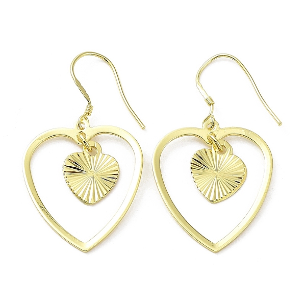 

PandaHall Rack Plating Brass Dnagle Earrings, Heart, Long-Lasting Plated, Real 18K Gold Plated, 40.5x22mm Brass Heart