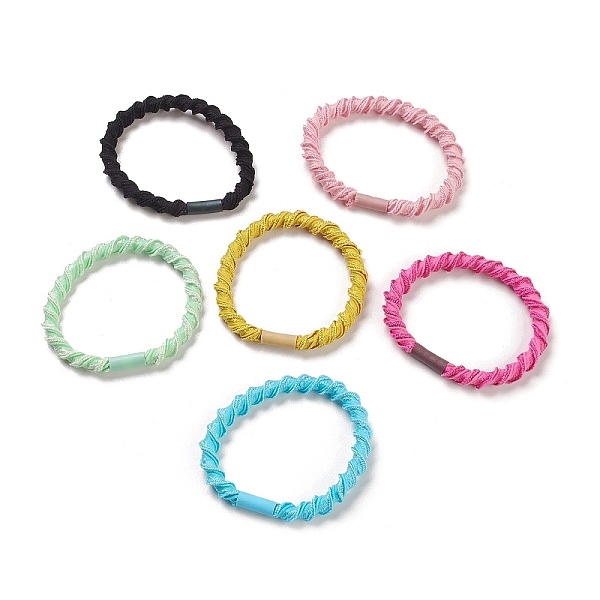 

PandaHall Nylon Elastic Hair Ties, Ponytail Holder, with Plastic Beads, Girls Hair Accessories, Mixed Color, 4.7~6mm, Inner Diameter: 38mm..., Multicolor