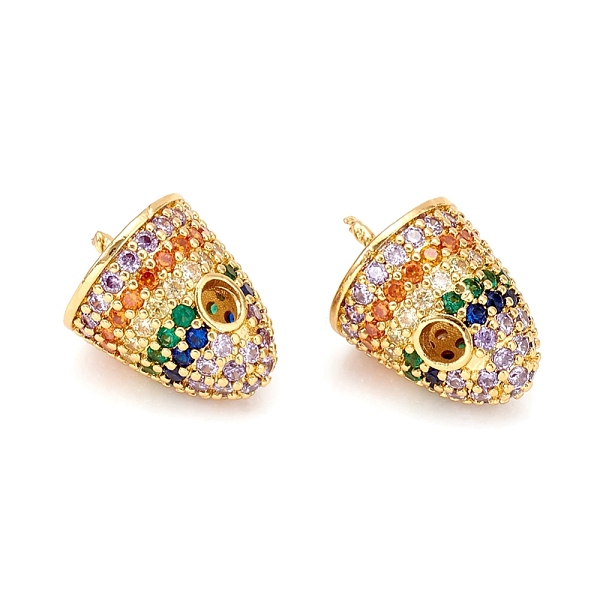 

PandaHall Brass Micro Pave Cubic Zirconia Peg Bails Pendants, For Half Drilled Bead, Colorful, Golden, 15~17x11.5mm, Hole: 2.5mm, Pin: 1.3mm...