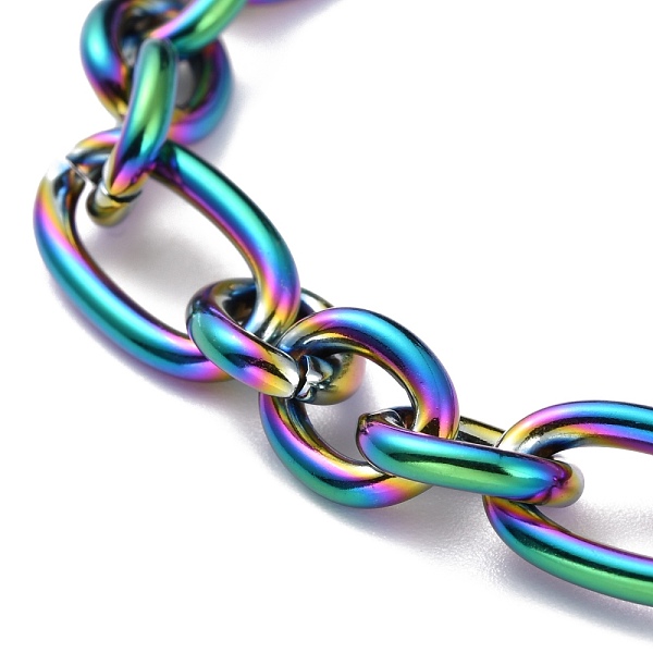 

PandaHall Ion Plating(IP) 304 Stainless Steel Figaro Chain Bracelets, with Lobster Claw Clasps, Rainbow Color, 8-1/8 inch(20.5cm) 304...