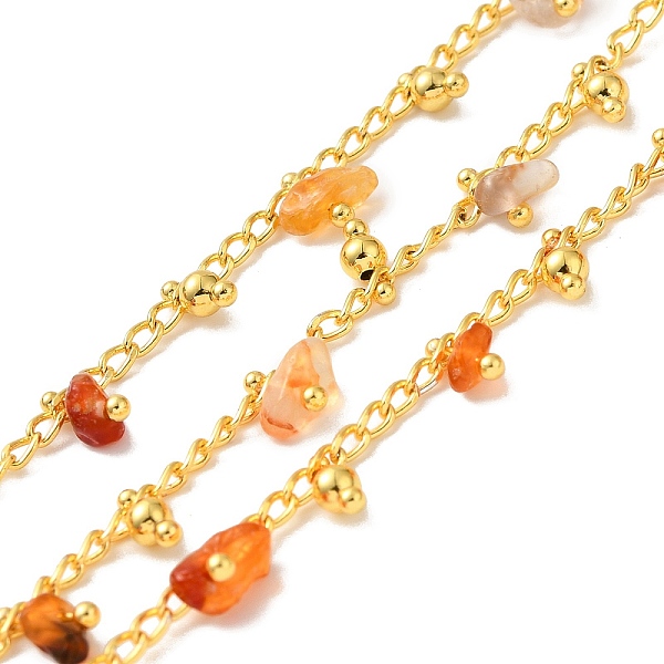

PandaHall Handmade Natural Red Agate Beaded Chains, Real 18K Gold Plated Brass Twist Chains, Soldered, with Spool, Cadmium Free & Lead Free...