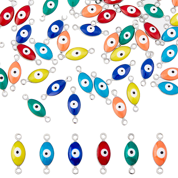 

PandaHall Unicraftale 60Pcs 6 Colors 304 Stainless Steel Enamel Connector Charms, Stainless Steel Color, Horse Eye Links, Mixed Color..., Multicolor