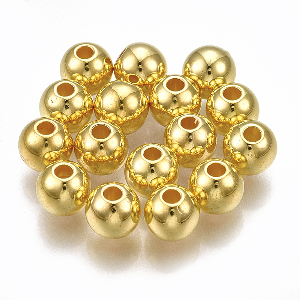 

PandaHall CCB Plastic Beads, Round, Golden, 5.5~6x5mm, Hole: 1.8mm, about 4280pcs/500g Plastic Round