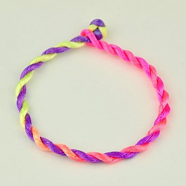 PandaHall Nylon Rattail Satin Cord Bracelet Making, Colorful, 190x3mm Nylon