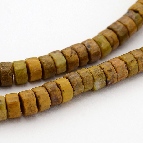 

PandaHall Natural Larderite Shoushan Tianhuang Stone Heishi Beads Strands, Flat Round/Disc, 6x3mm, Hole: 1mm, about 120pcs/strand, 15.75...