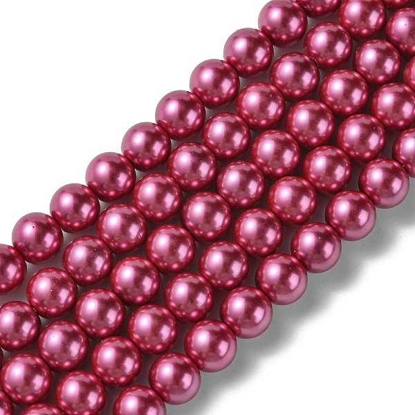 

PandaHall Eco-Friendly Dyed Glass Pearl Round Beads Strands, Grade A, Cotton Cord Threaded, Cerise, 8mm, Hole: 0.7~1.1mm, about..., Red