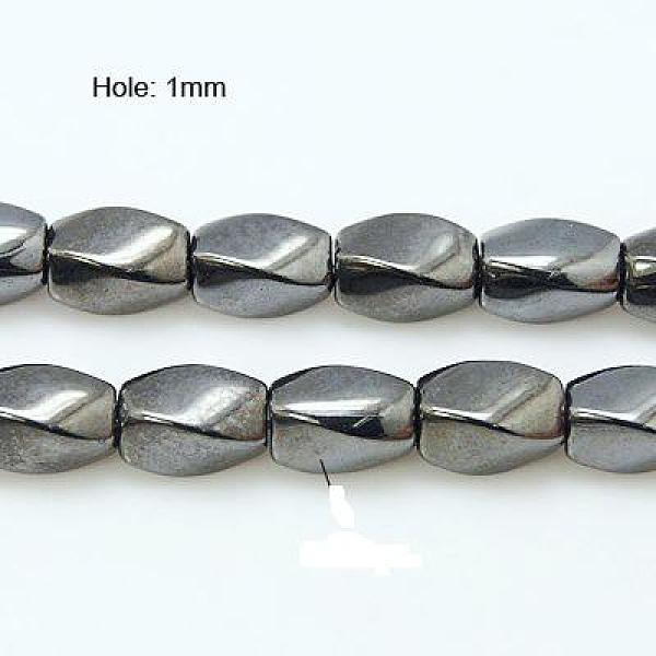 

PandaHall Non-Magnetic Synthetic Hematite Beads Strands, Twist Oval, 9x6mm, Hole: 1mm Non-magnetic Hematite Twist Black