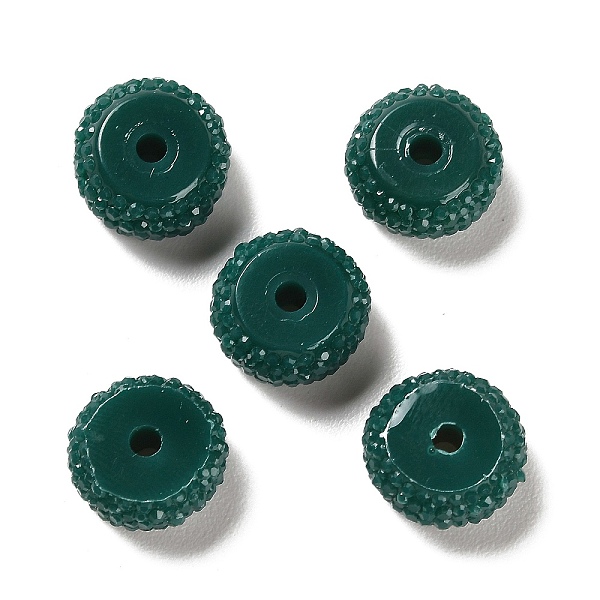 

PandaHall Opaque Resin Beads, Textured Rondelle, Teal, 12x7mm, Hole: 2.5mm Resin Rondelle Cyan