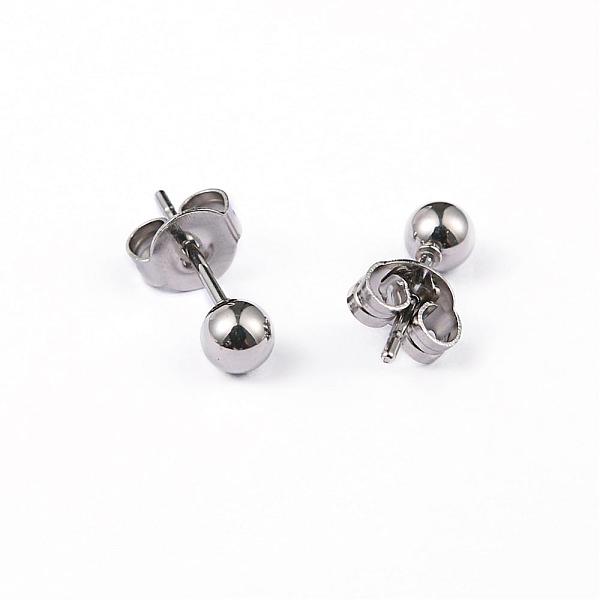 

PandaHall 304 Stainless Steel Ball Stud Earrings, Hypoallergenic Earrings, Stainless Steel Color, 14x4mm, Pin: 0.8mm, 10pairs/board 304...