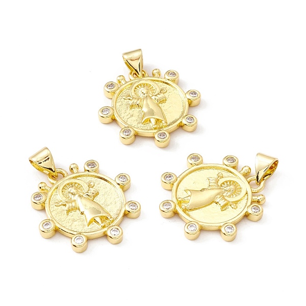 

PandaHall Rack Plating Brass Micro Pave Clear Cubic Zirconia Pendants, Long-Lasting Plated, Cadmium Free & Lead Free, Flower with Virgin...