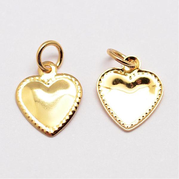 

PandaHall Brass Charms, Heart, Cadmium Free & Nickel Free & Lead Free, Golden, 10x8x1mm, Hole: 3mm Brass Heart