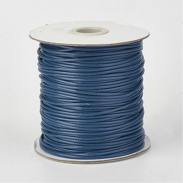 

PandaHall Eco-Friendly Korean Waxed Polyester Cord, Marine Blue, 2mm, about 90yards/roll(80m/roll) Waxed Polyester Cord Round Blue